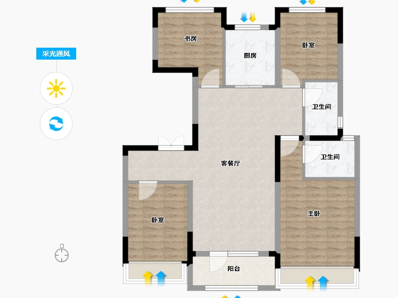 山东省-潍坊市-青岛印象春-104.00-户型库-采光通风