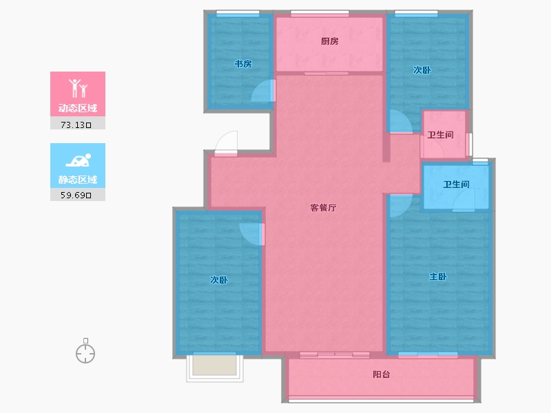 陕西省-西安市-周至龙记观园-120.00-户型库-动静分区