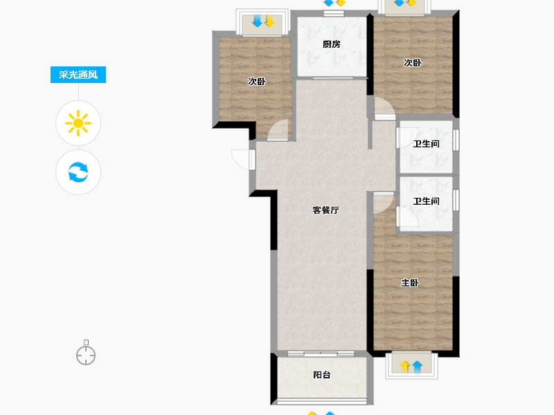 河南省-郑州市-居易西郡原著-91.89-户型库-采光通风