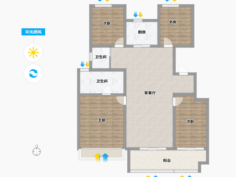 陕西省-西安市-世茂璀璨倾城-114.40-户型库-采光通风