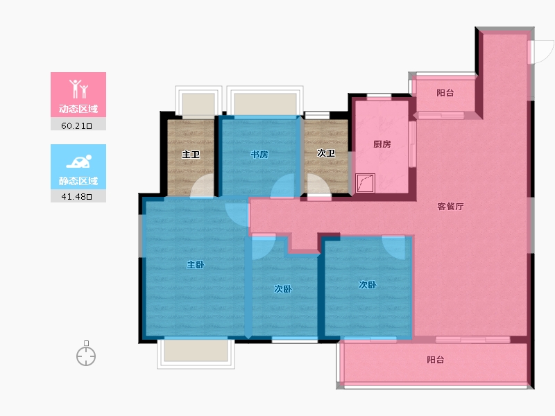 湖南省-长沙市-中信城开·东宸上品-97.90-户型库-动静分区