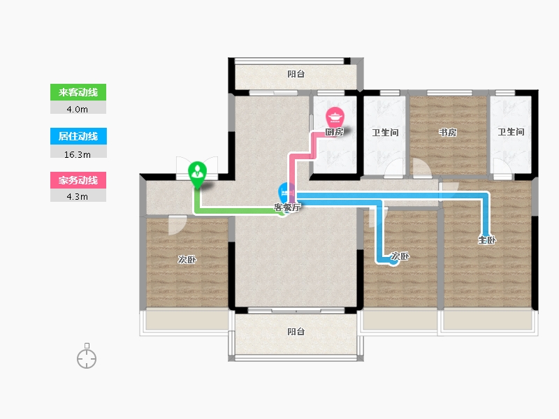 陕西省-西安市-西安碧桂园香湖湾1号-116.80-户型库-动静线