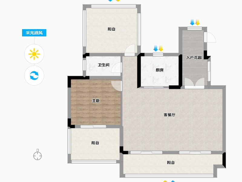 湖北省-武汉市-百瑞景滨江生活区-104.59-户型库-采光通风