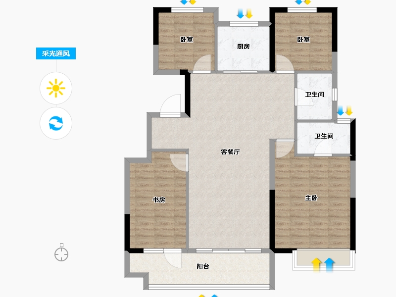 山东省-临沂市-儒辰海棠樾府​-113.60-户型库-采光通风