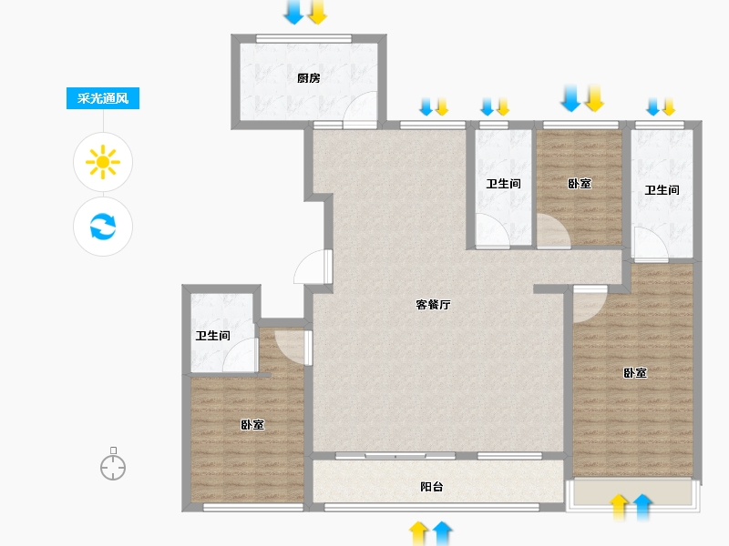 山东省-烟台市-融创壹品-151.20-户型库-采光通风