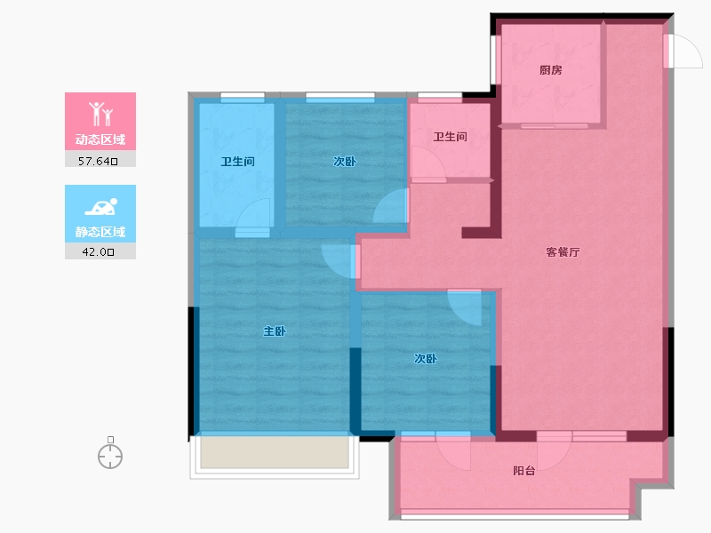 山东省-烟台市-力高清悦华府-88.45-户型库-动静分区