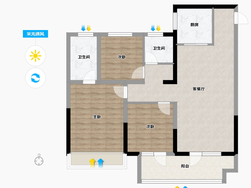 山东省-烟台市-力高清悦华府-88.45-户型库-采光通风