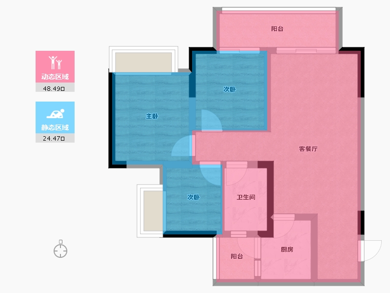 重庆-重庆市-御华兰亭-64.08-户型库-动静分区