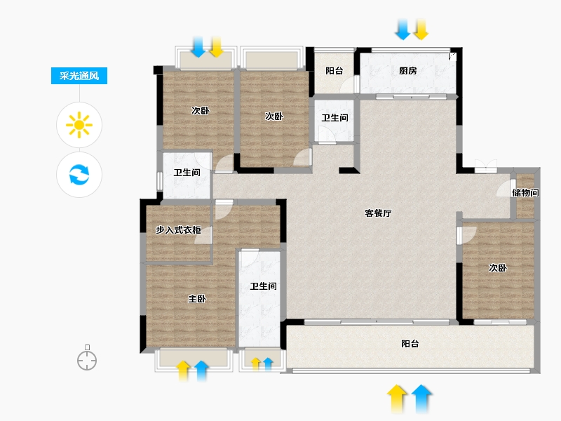 重庆-重庆市-融创碧桂园望江府-192.05-户型库-采光通风