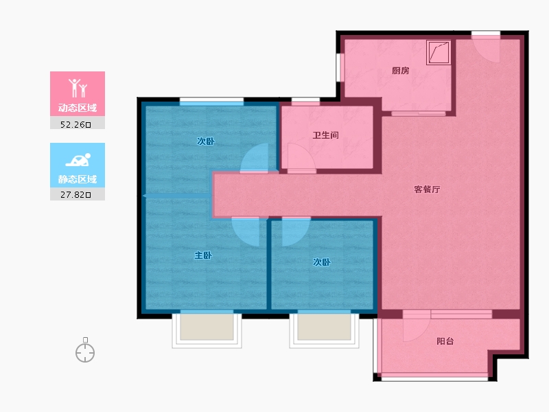 山东省-青岛市-碧桂园瑞源朗悦湾-71.00-户型库-动静分区