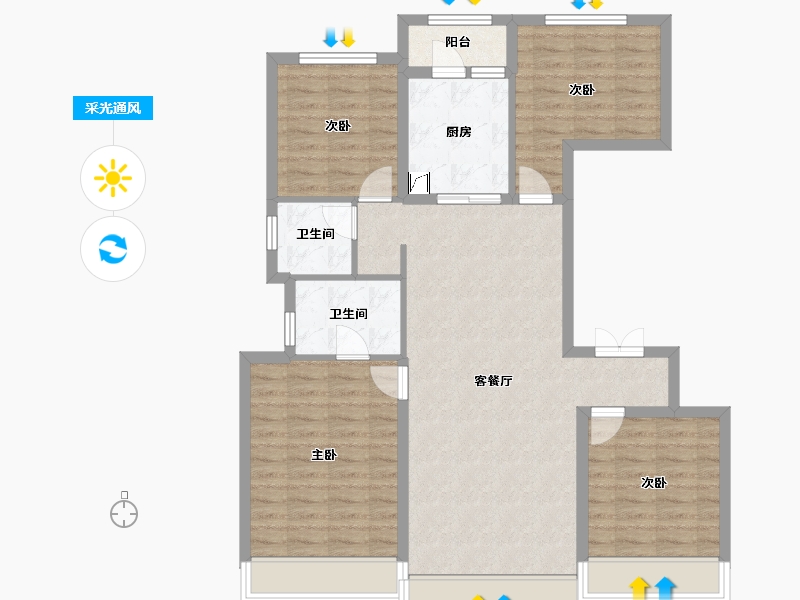 陕西省-西安市-龙湖春江天序-101.80-户型库-采光通风