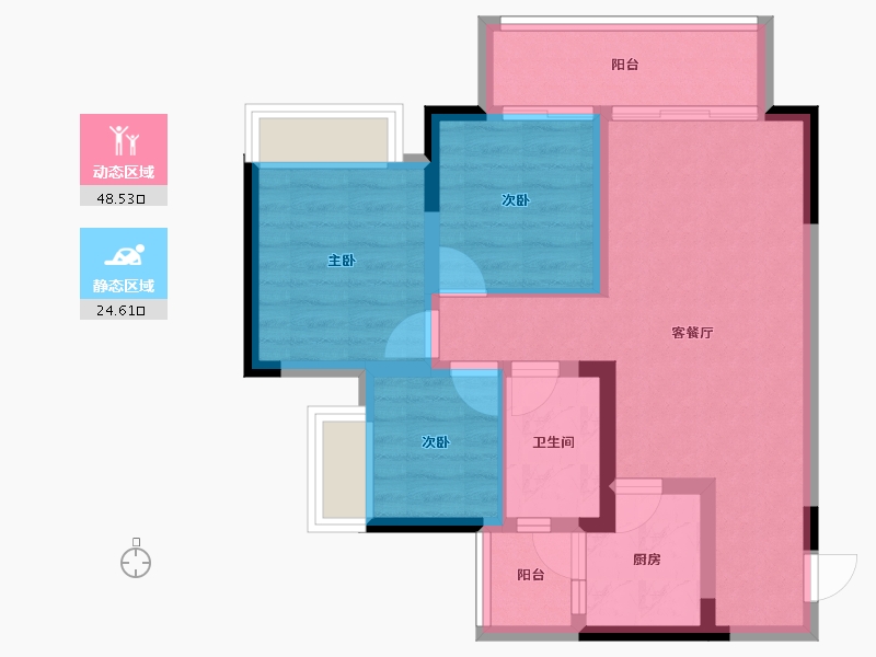 重庆-重庆市-御华兰亭-64.27-户型库-动静分区