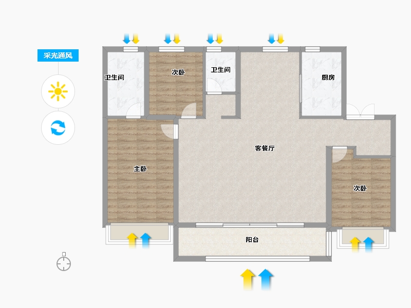 河北省-石家庄市-万科翡翠书院-119.20-户型库-采光通风