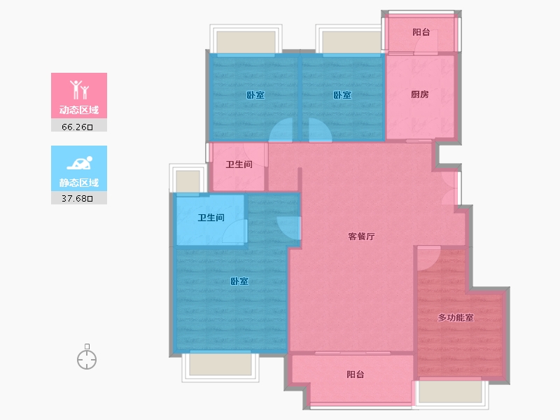 重庆-重庆市-合川新鸥鹏巴川府-94.70-户型库-动静分区