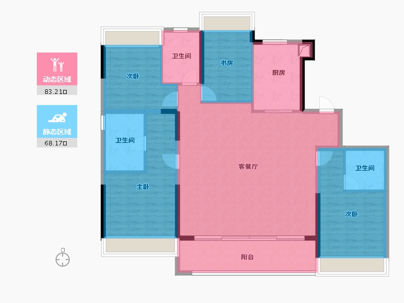 江苏省-无锡市-宸风云庐-137.67-户型库-动静分区