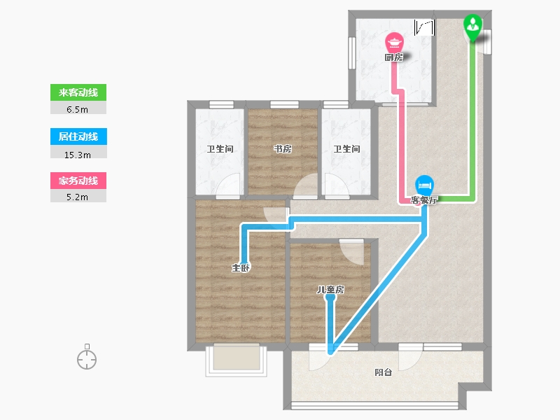 山东省-青岛市-碧桂园瑞源朗悦湾-87.00-户型库-动静线