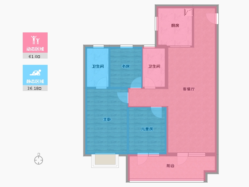 山东省-青岛市-碧桂园瑞源朗悦湾-87.00-户型库-动静分区