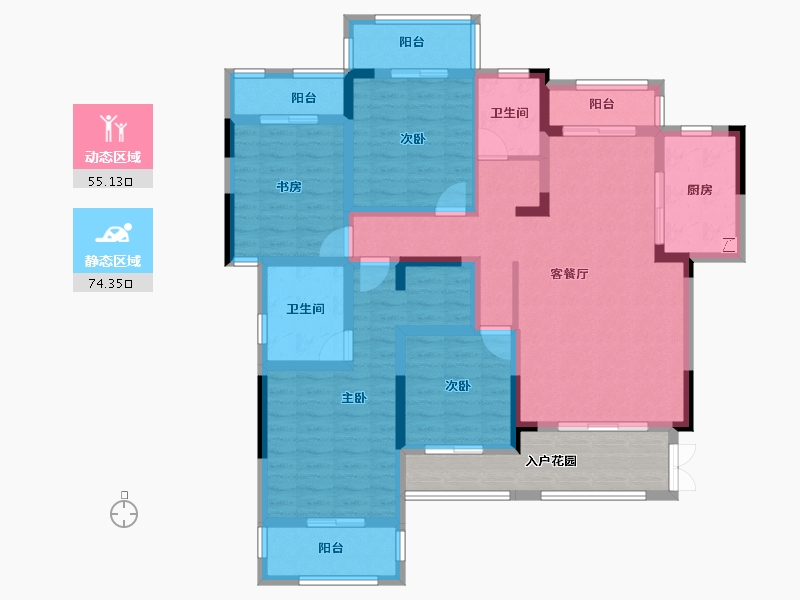 重庆-重庆市-三磊国汇中心-123.47-户型库-动静分区