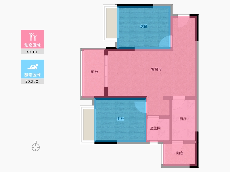 重庆-重庆市-御华兰亭-56.40-户型库-动静分区