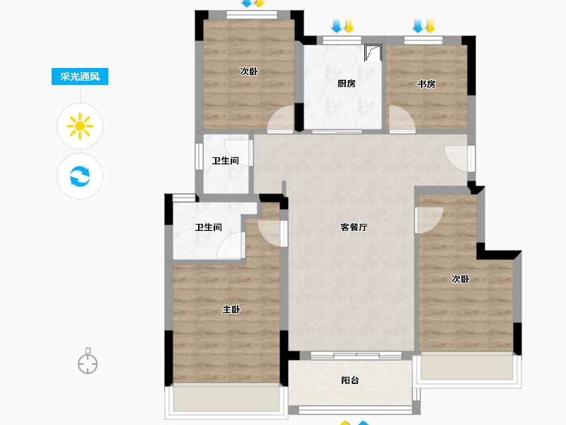 浙江省-绍兴市-金辉半岛云著-84.80-户型库-采光通风