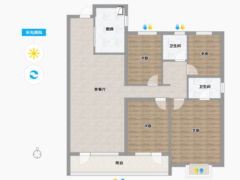 山东省-青岛市-灵山湾壹号-114.00-户型库-采光通风