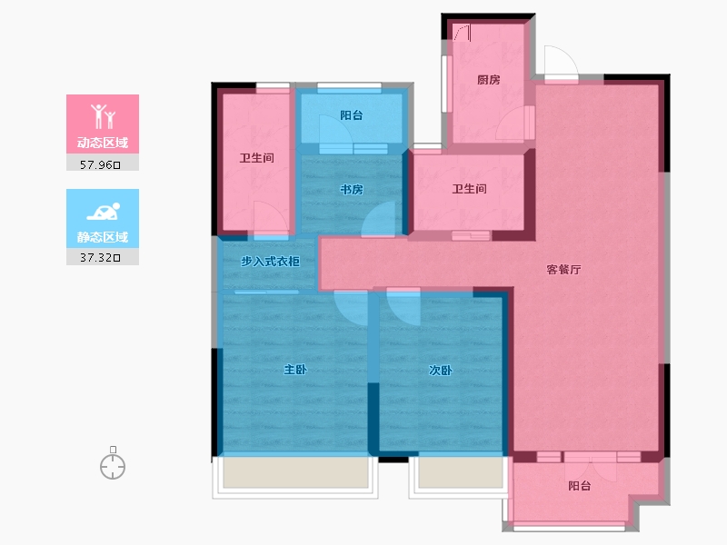 陕西省-西安市-世园·林语-83.16-户型库-动静分区