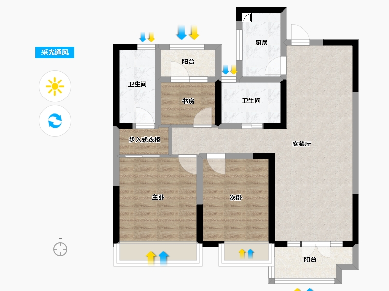 陕西省-西安市-世园·林语-83.16-户型库-采光通风