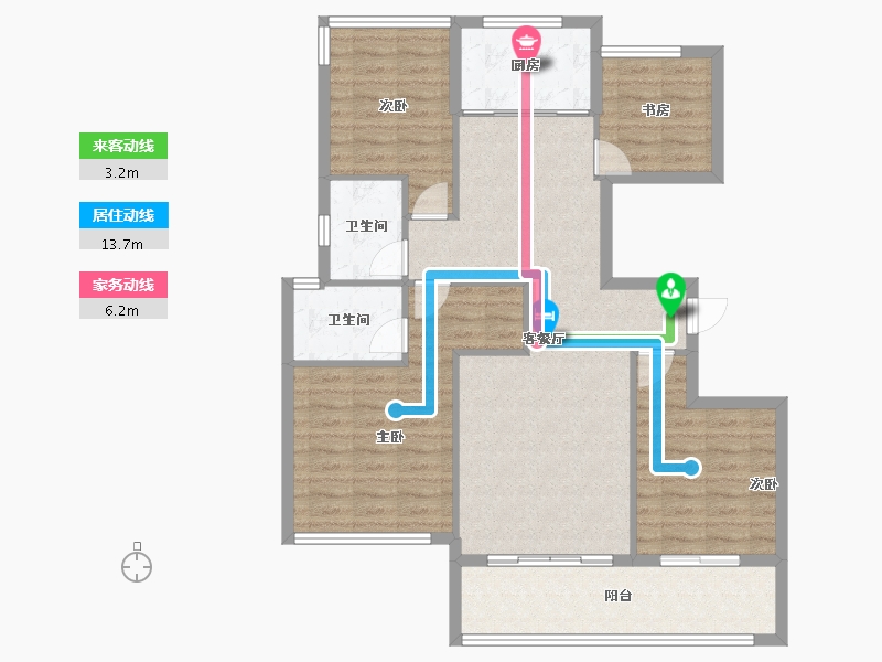 浙江省-绍兴市-绿城明月春江-103.96-户型库-动静线