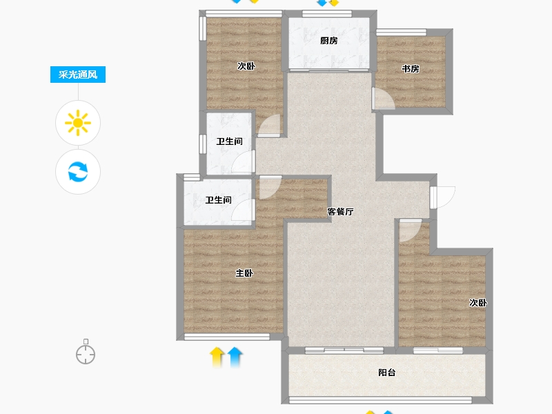 浙江省-绍兴市-绿城明月春江-103.96-户型库-采光通风