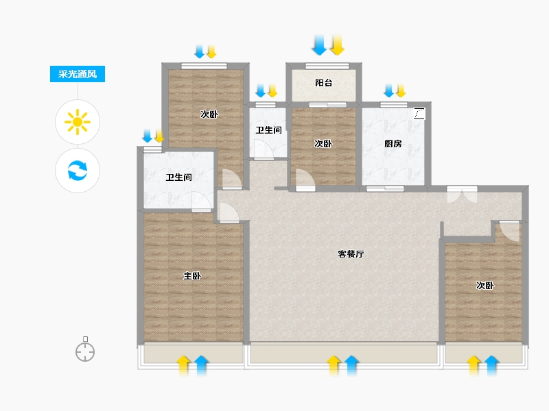 陕西省-西安市-龙湖春江天序-126.52-户型库-采光通风