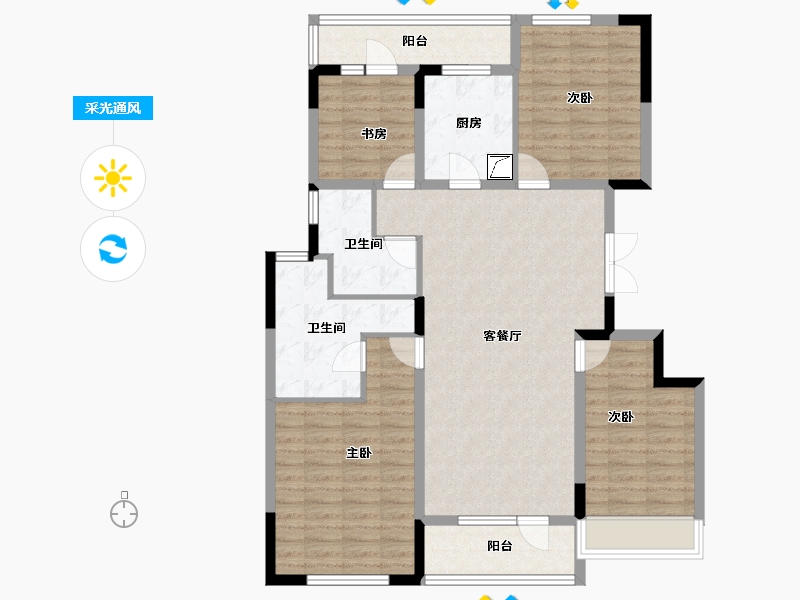 江苏省-无锡市-新力朗诗熙华府-111.48-户型库-采光通风