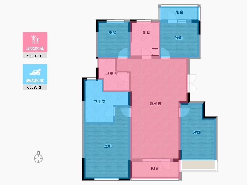 江苏省-无锡市-新力朗诗熙华府-107.47-户型库-动静分区