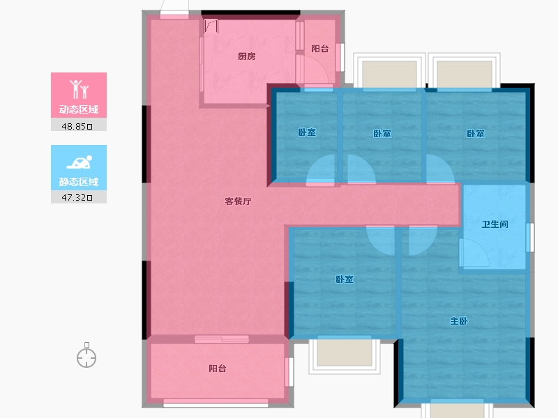 湖北省-武汉市-武汉恒大科技旅游城-85.59-户型库-动静分区