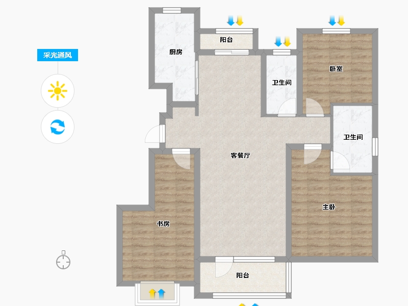 山东省-青岛市-灵山湾壹号-96.01-户型库-采光通风