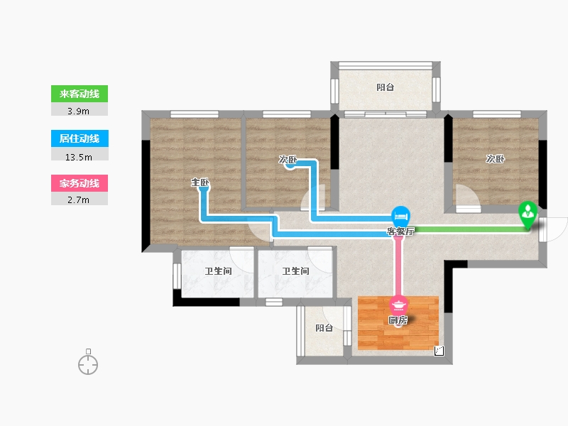 重庆-重庆市-雅居乐茅莱山居澜岸雅苑-74.23-户型库-动静线