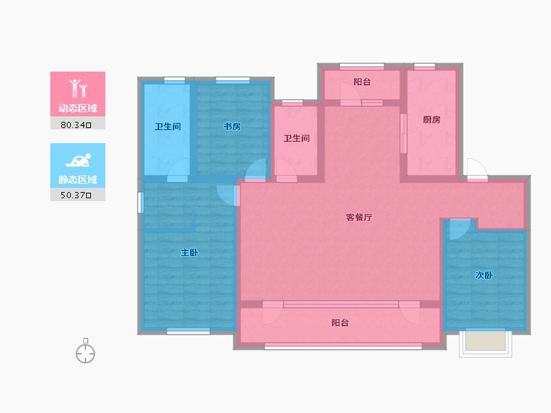 山东省-青岛市-融创影都壹號朗悦-116.01-户型库-动静分区