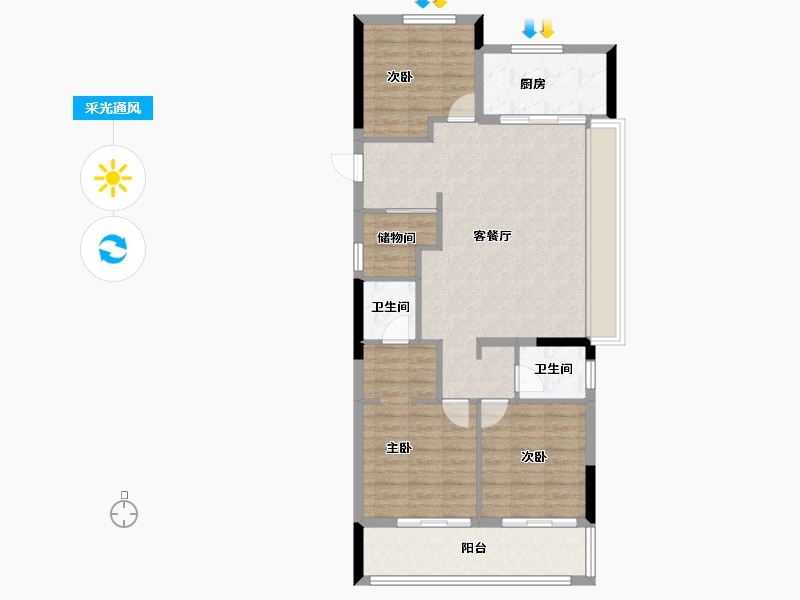 浙江省-台州市-云樾玖溪-92.80-户型库-采光通风