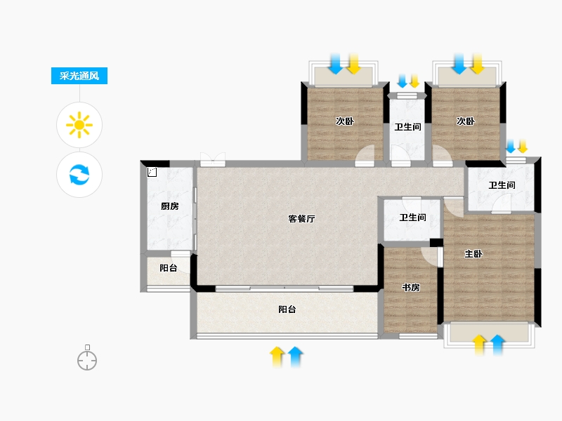 重庆-重庆市-金辉中央铭著-114.97-户型库-采光通风