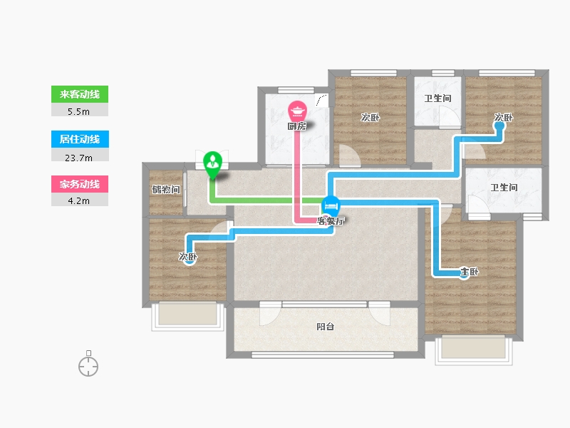 陕西省-西安市-龙湖天奕-103.23-户型库-动静线