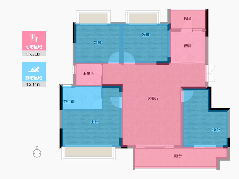 重庆-重庆市-溪山玥-95.05-户型库-动静分区