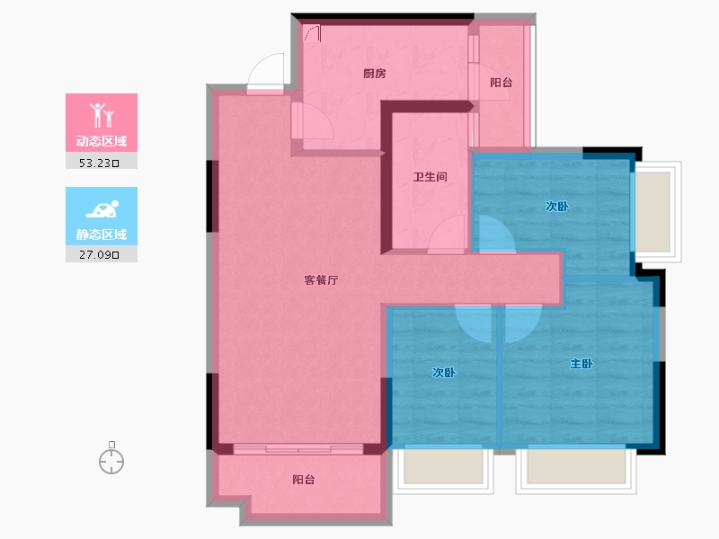 重庆-重庆市-恒大云湖上郡-71.17-户型库-动静分区