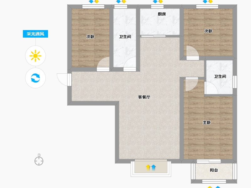 河北省-石家庄市-雅都园-80.52-户型库-采光通风