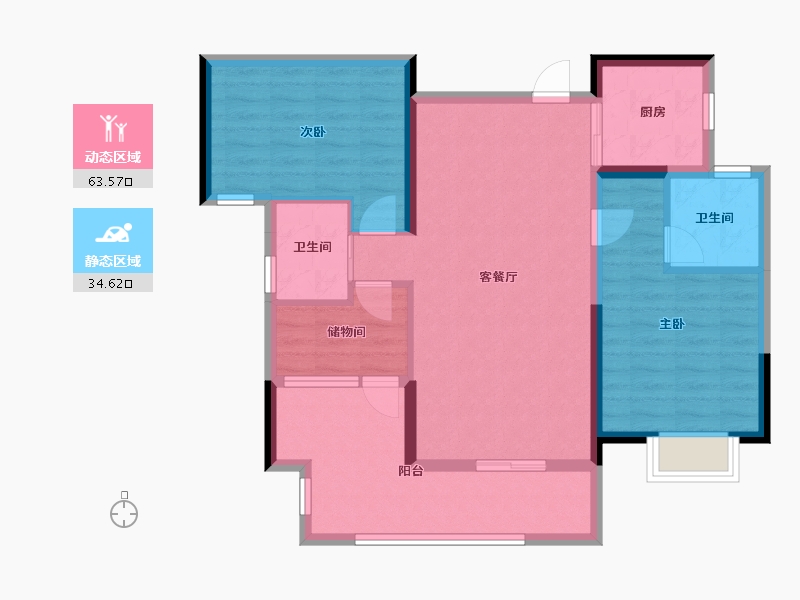 湖南省-长沙市-兆基璟宸府-87.81-户型库-动静分区