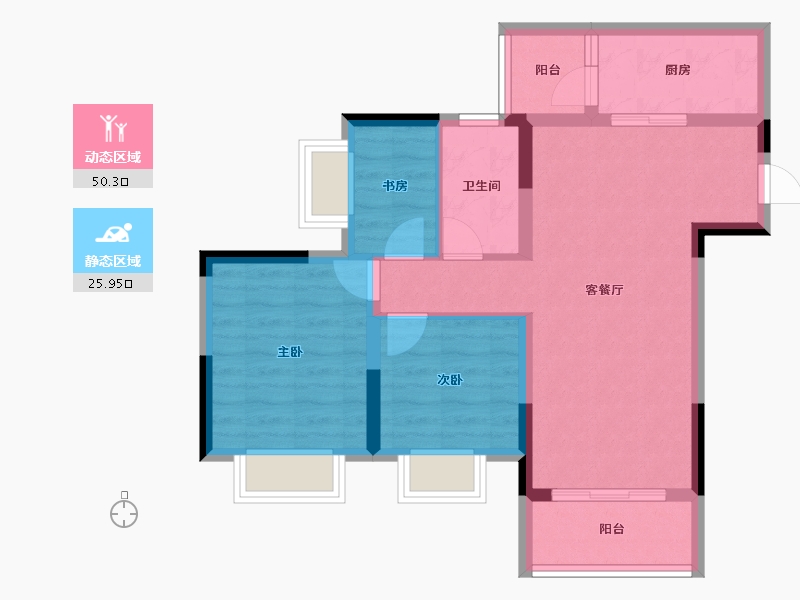 重庆-重庆市-中南上悦城-67.36-户型库-动静分区