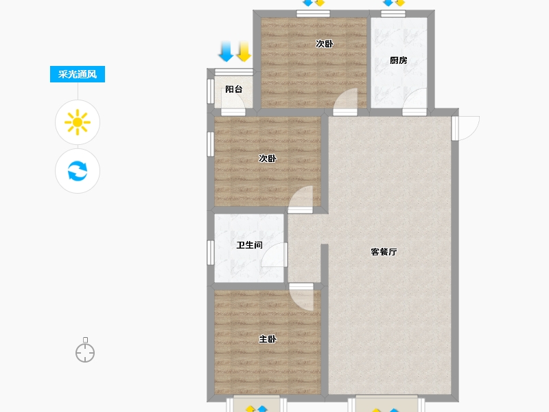 河北省-石家庄市-TENAHO世家-90.70-户型库-采光通风