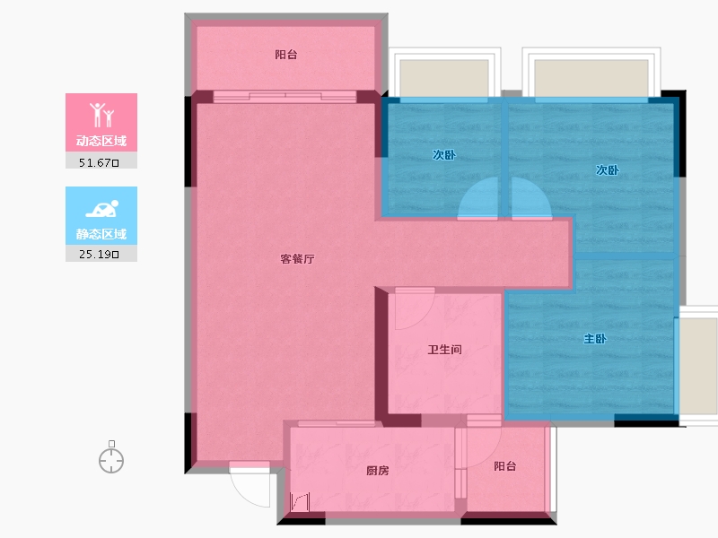 重庆-重庆市-恒大云湖上郡-68.45-户型库-动静分区