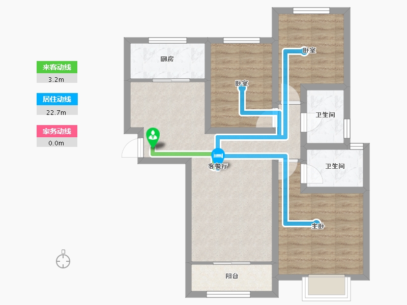 西藏自治区-拉萨市-九洲城二期-72.69-户型库-动静线