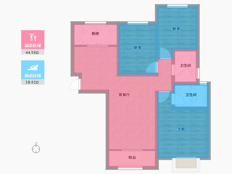 西藏自治区-拉萨市-九洲城二期-72.69-户型库-动静分区