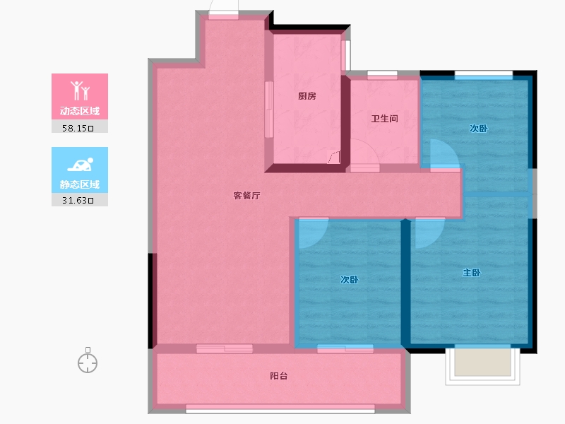 陕西省-咸阳市-合创君悦府-79.71-户型库-动静分区