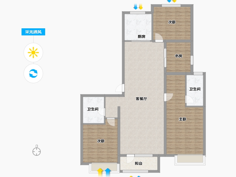 山东省-青岛市-融创维多利亚湾-131.06-户型库-采光通风